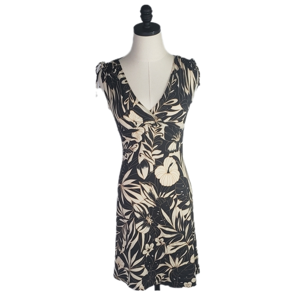 Taboo  Black & Tan Hawaiian Print Dress Size M